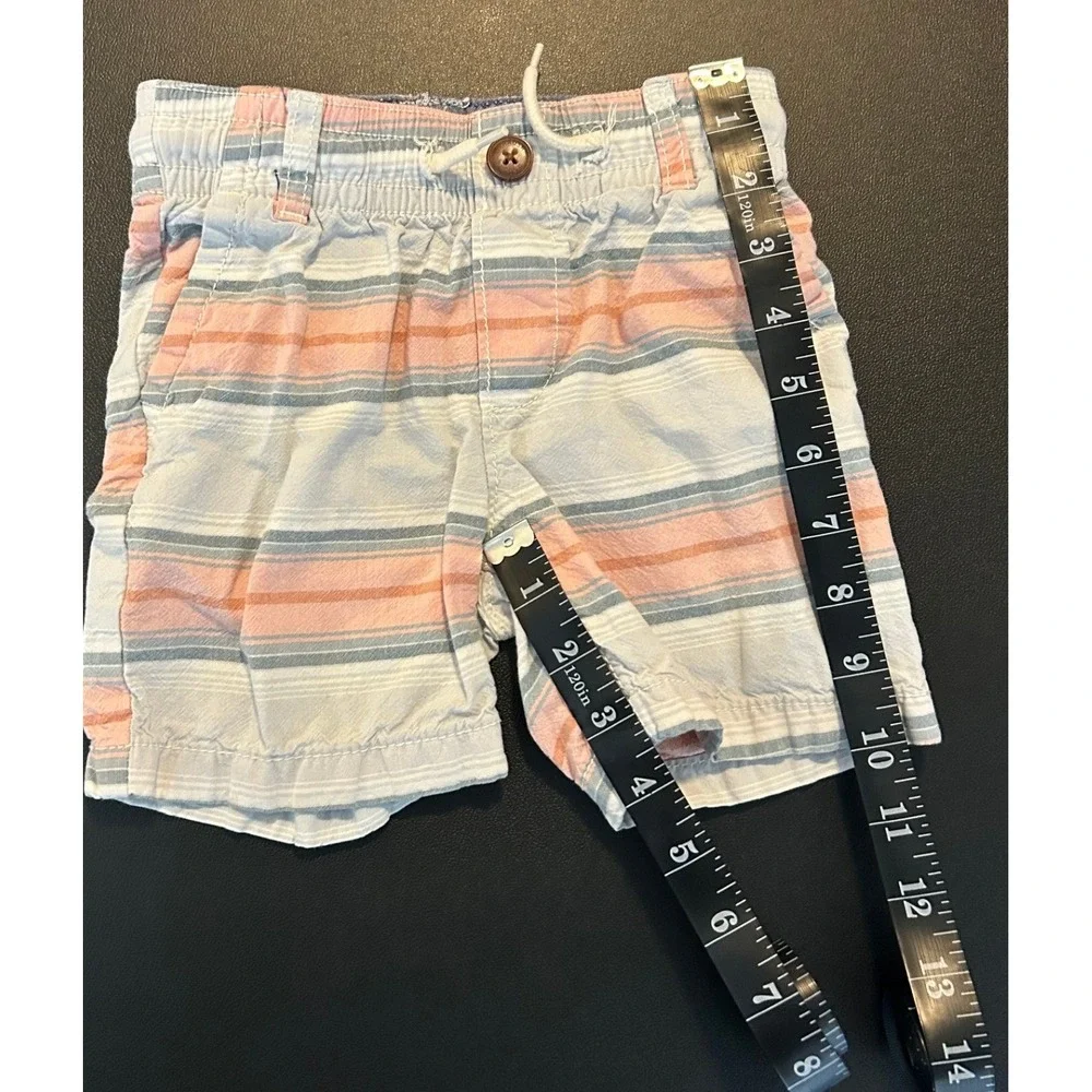 OshKosh Bgosh Toddler Boys Striped Cotton Shorts Blue Orange White 3T 1579